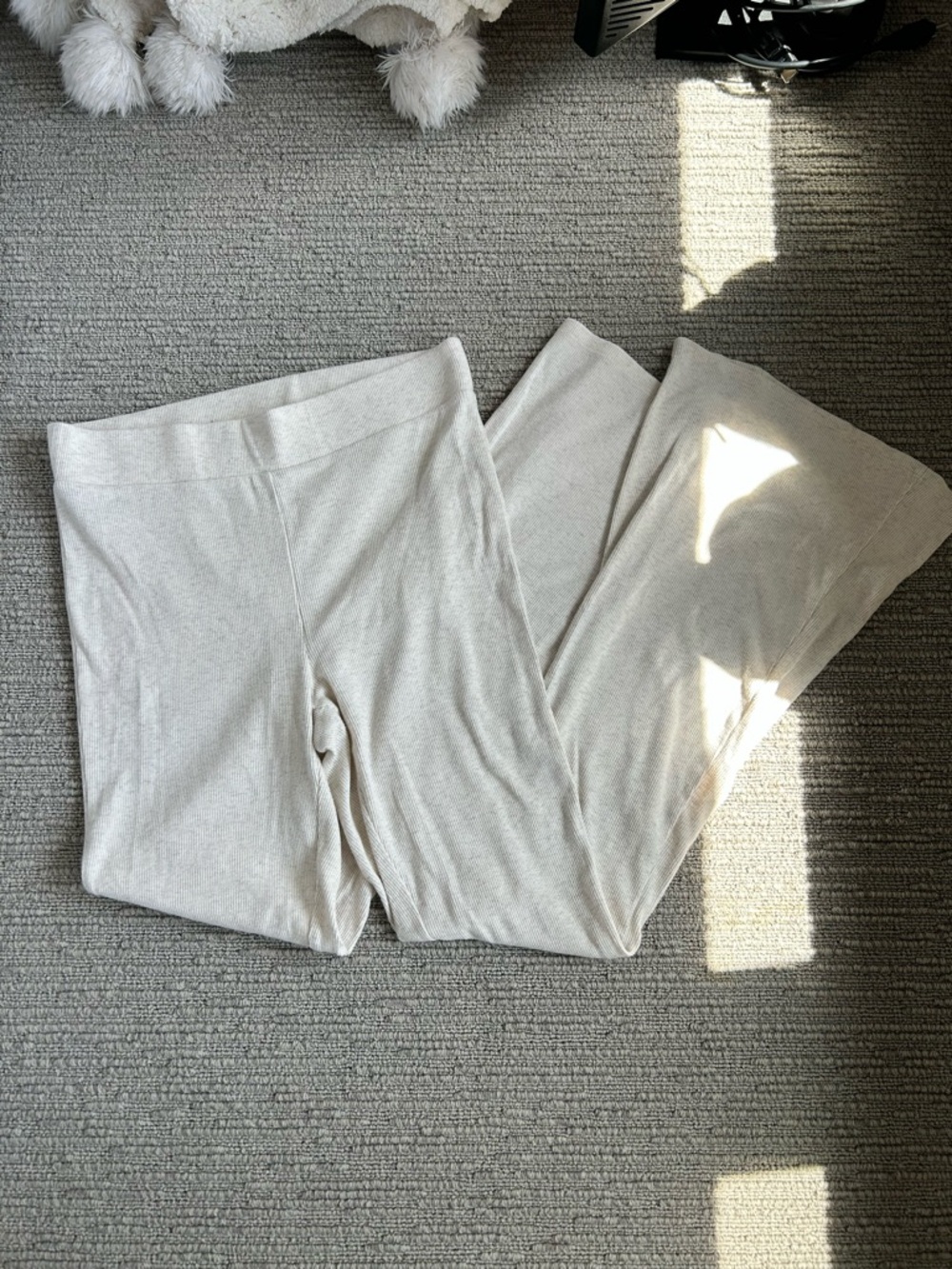 aerie Cream Wide-Leg Lounge Pants